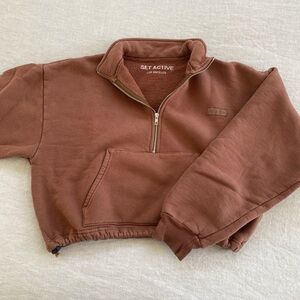 Brown Set Active 1/4 zip sweatshirt small